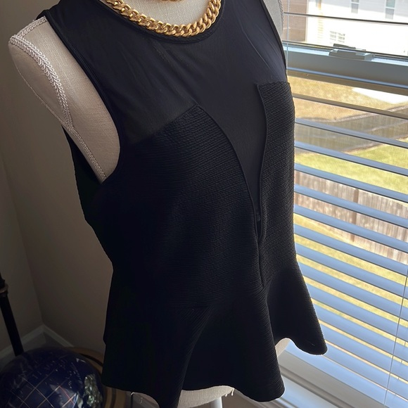 Black Mesh Peplum Top - Picture 2 of 4